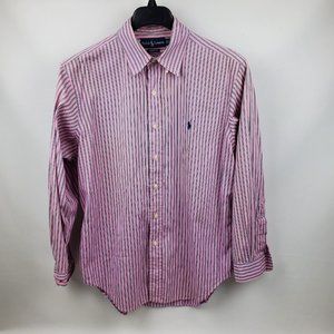 Ralph Lauren Dress Shirt Mens 16" Neck 32/33 Classic Fit Pink Striped
